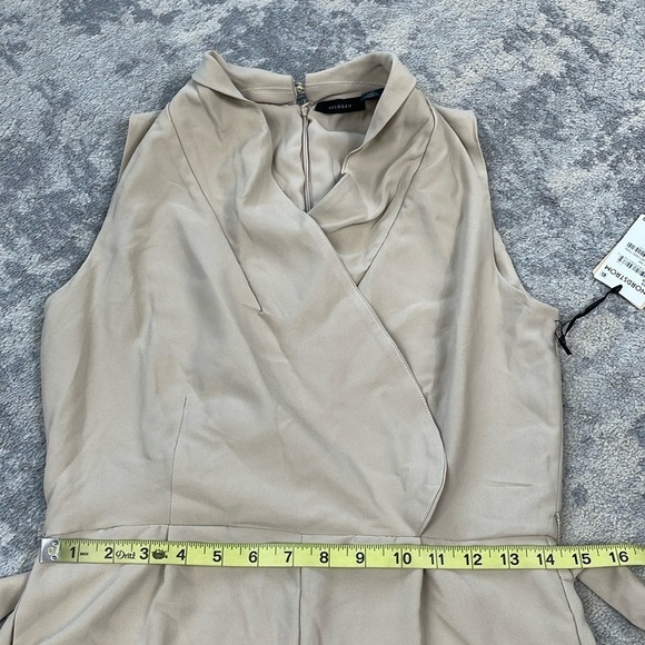 NWT Halogen Tie Waist Surplice V Neck Jumpsuit Sleeveless Oxford Tan Sz XS - Picture 8 of 14